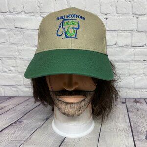 Vintage Hat Cap Strap Back Brown Green Shell Scotford Oil & Gas Oilfield Canvas